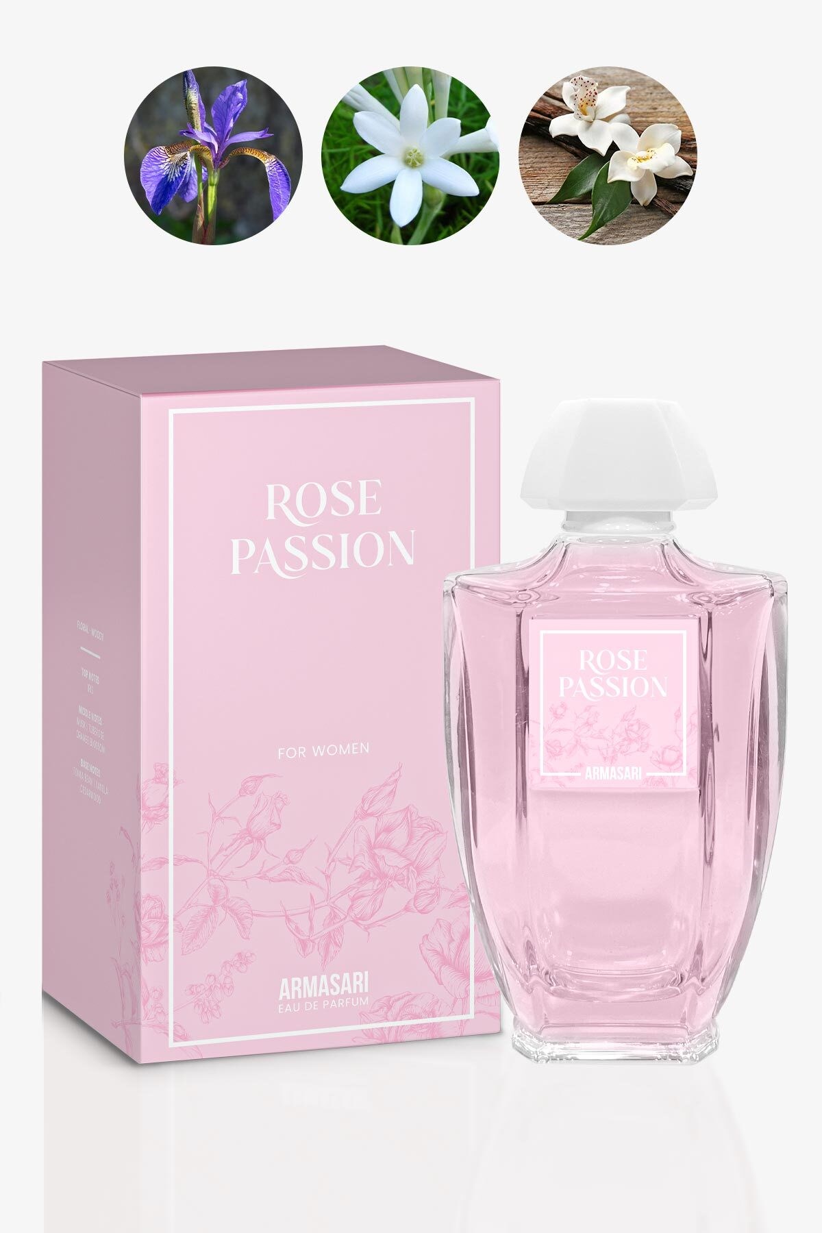 Rose Passion Edp Kadın Parfüm 100ml | Çiçeksi ve Odunsu | İris, Misk, Vanilya, Sedir, Orange Blossom