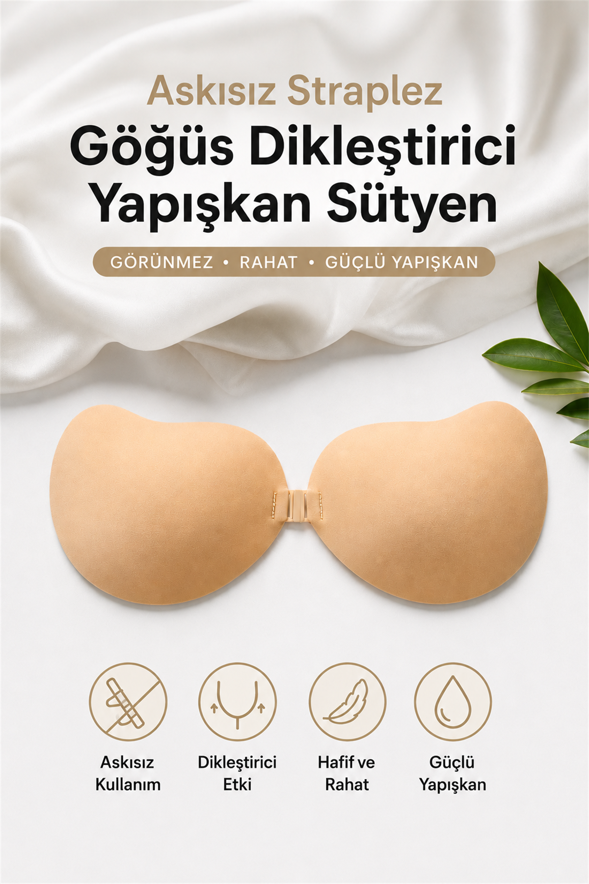 Ten Askısız Straplez Önden Klipsli Yapışkanlı Sütyen
