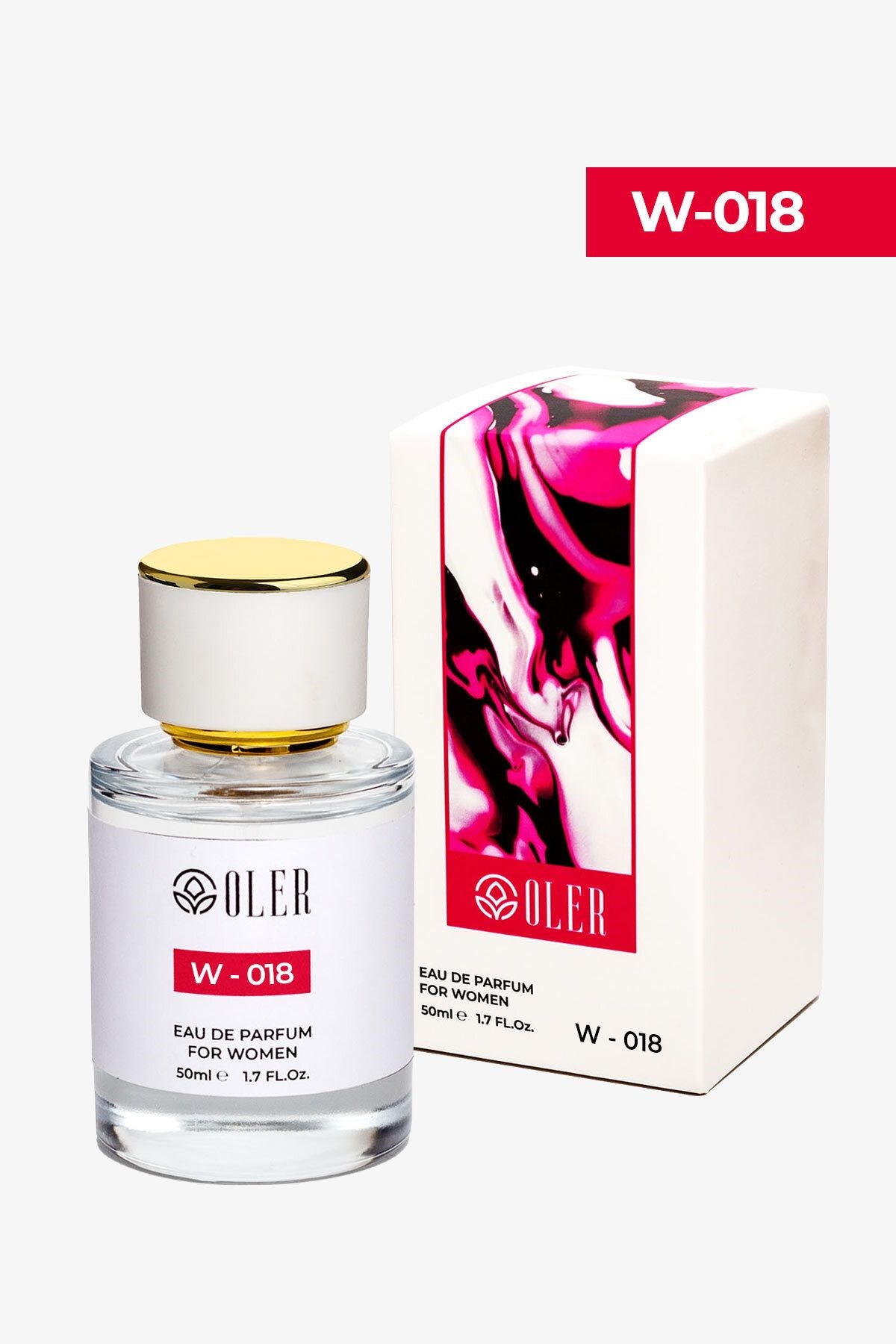 W018 Kadın Parfüm EDP 50ml | Çiçeksi & Ferah | Limon Yaprağı, Leylak, Şakayık, Şeftali Çiçeği, Misk, Amber
