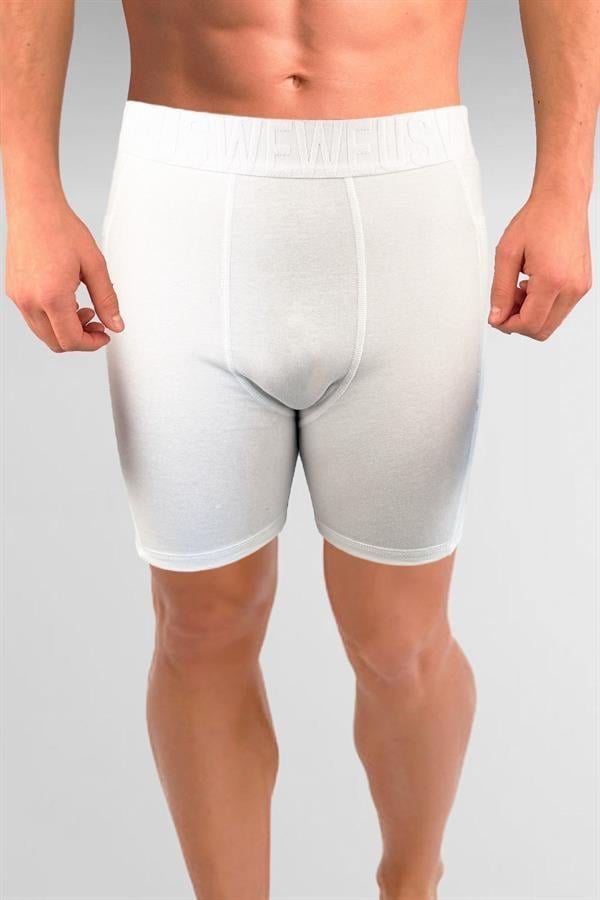 WeWeus Beyaz Gizli Cepli Erkek Uzun Boxer