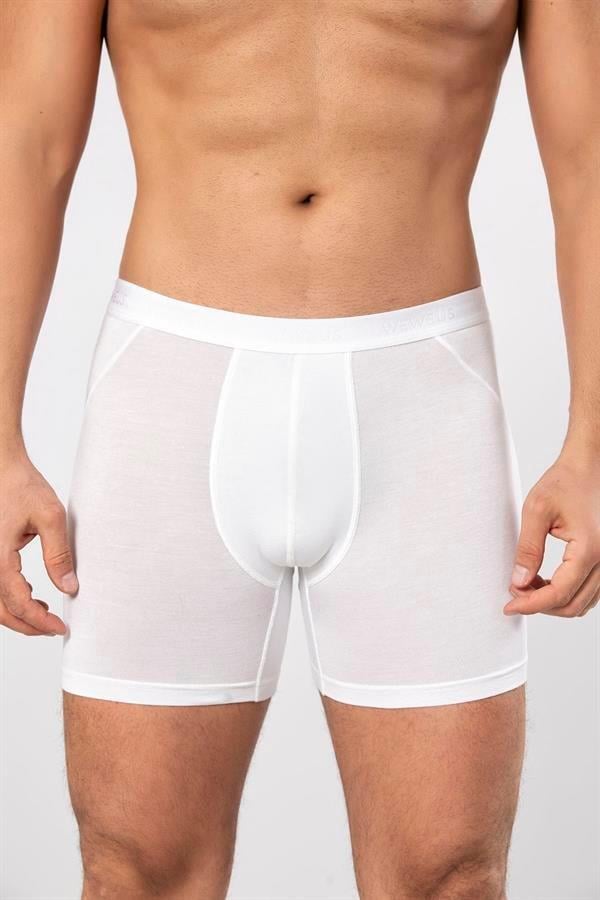 WeWeus Beyaz Micro Modal Premium Erkek Uzun Boxer