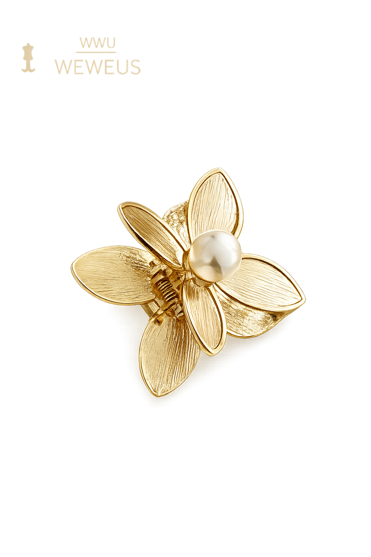 WeWeus Çiçek İncili Gold Parlak Sarı Metal Mini Premium Mandal Toka