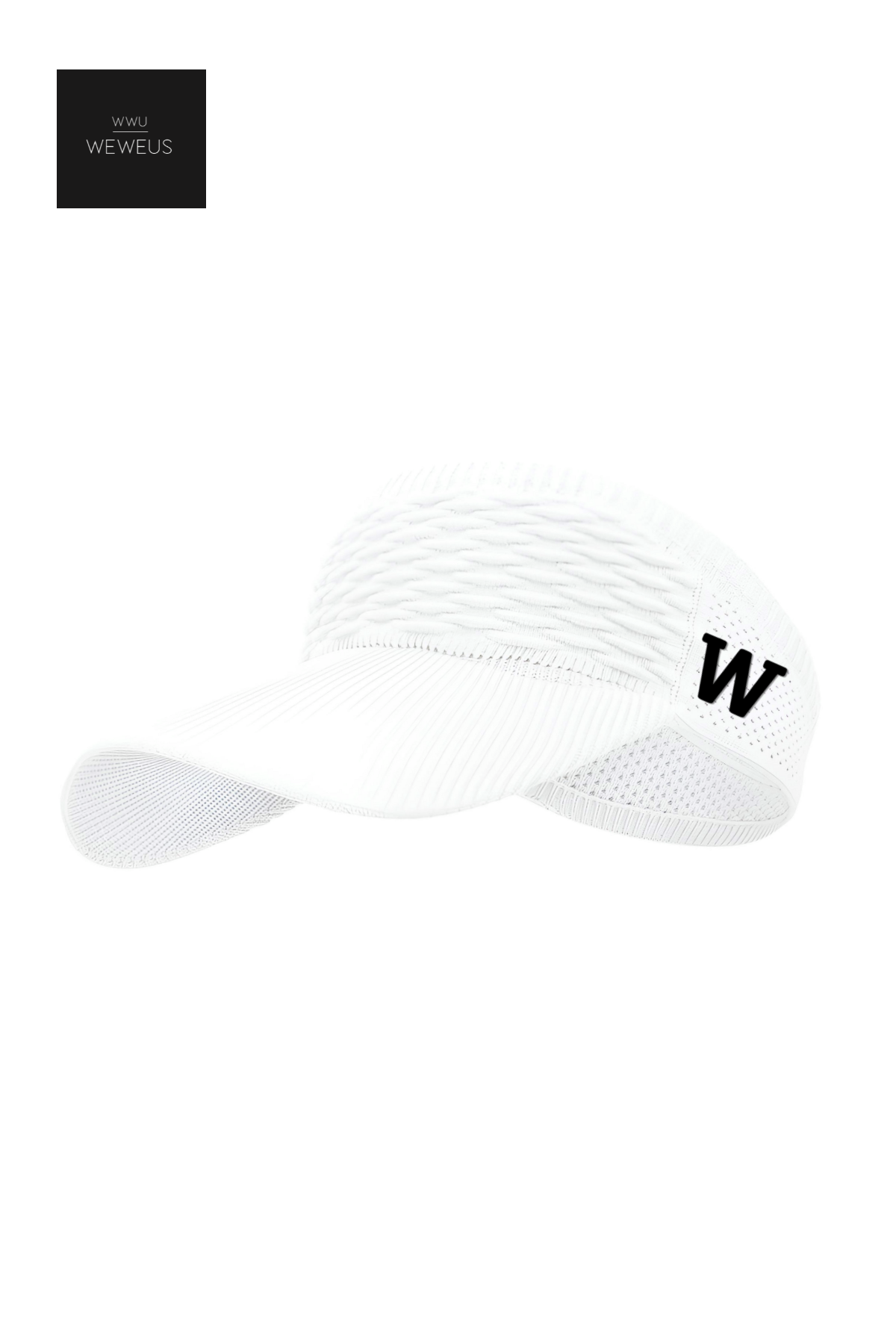 WeWeus Kadın Beyaz W Nakışlı Uv Korumalı Tenis Golf Vizör Yazlık Şapka