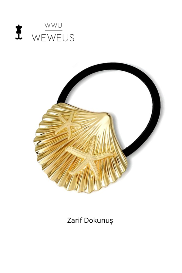 WeWeus Kadın Gold Altın Renk Parlak Deniz Kabuğu Lastikli Toka