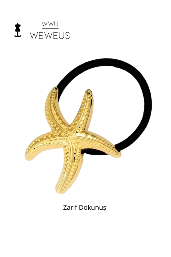 WeWeus Kadın Gold Altın Renk Parlak Deniz Yıldızı Lastikli Toka