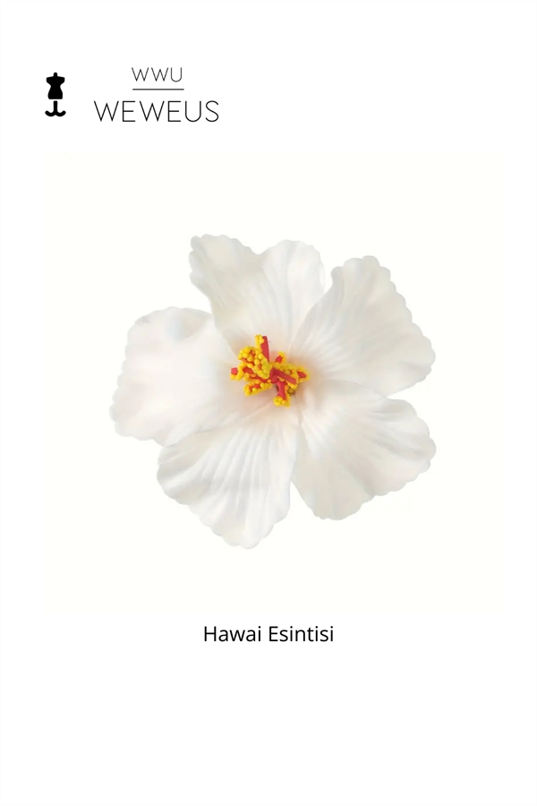 WeWeus Kadın Hawai Stili Beyaz Çicek Premium Toka