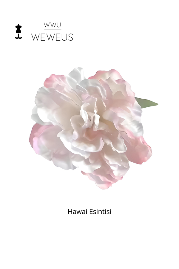 WeWeus Kadın Hawai Stili Beyaz Uçuk Pembe Şık Çiçek Premium Toka