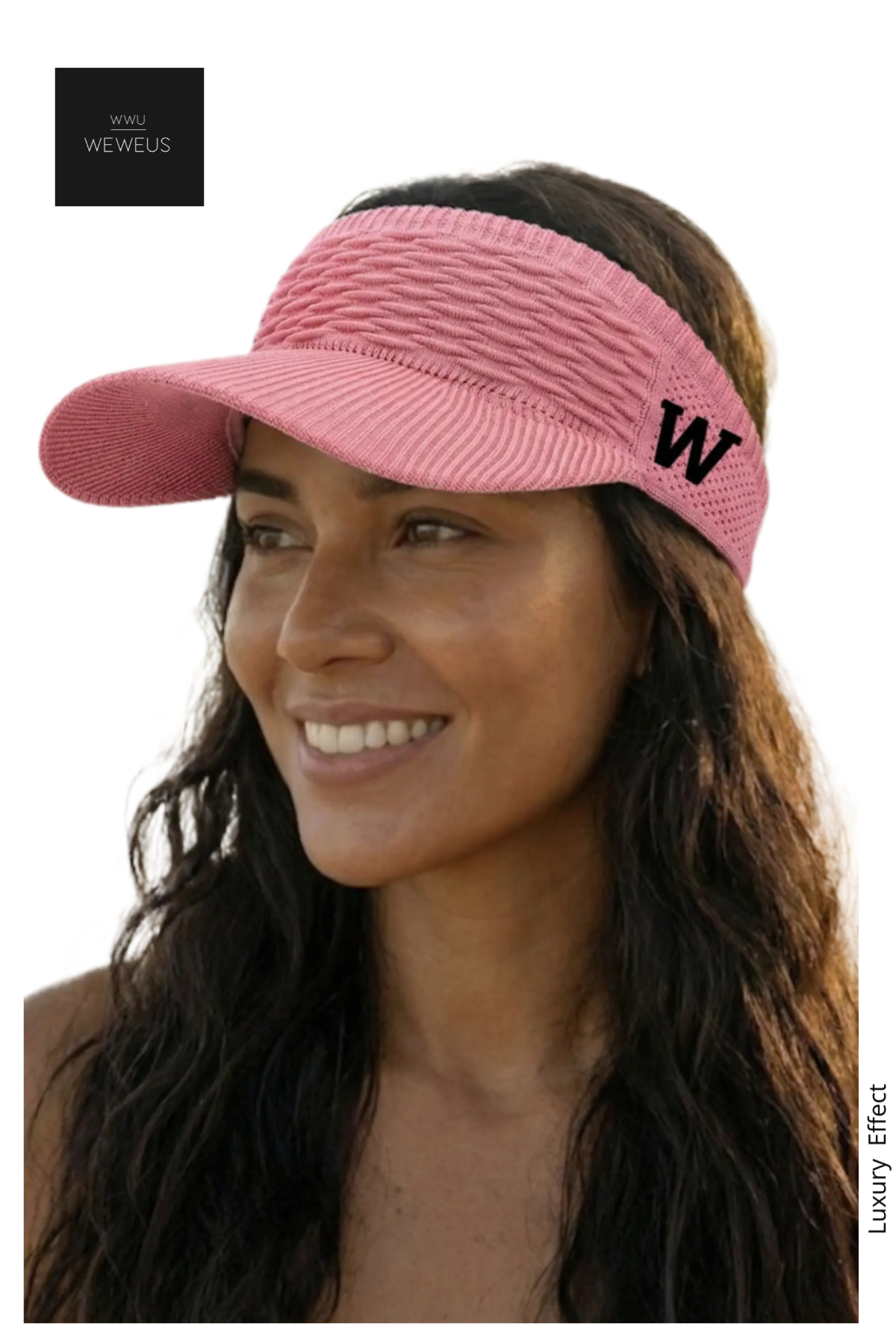 WeWeus Kadın Pembe W Nakışlı Uv Korumalı Tenis Golf Vizör Yazlık Şapka