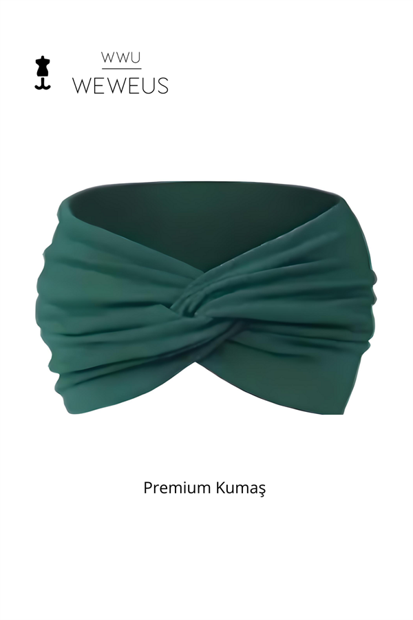 WeWeus Koyu Yeşil Düz Premium Kadın Saç Bandı