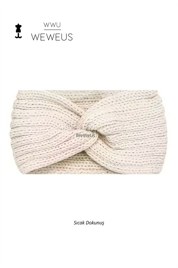 WeWeus Krem Örme Kışlık Premium Kadın Saç Bandı