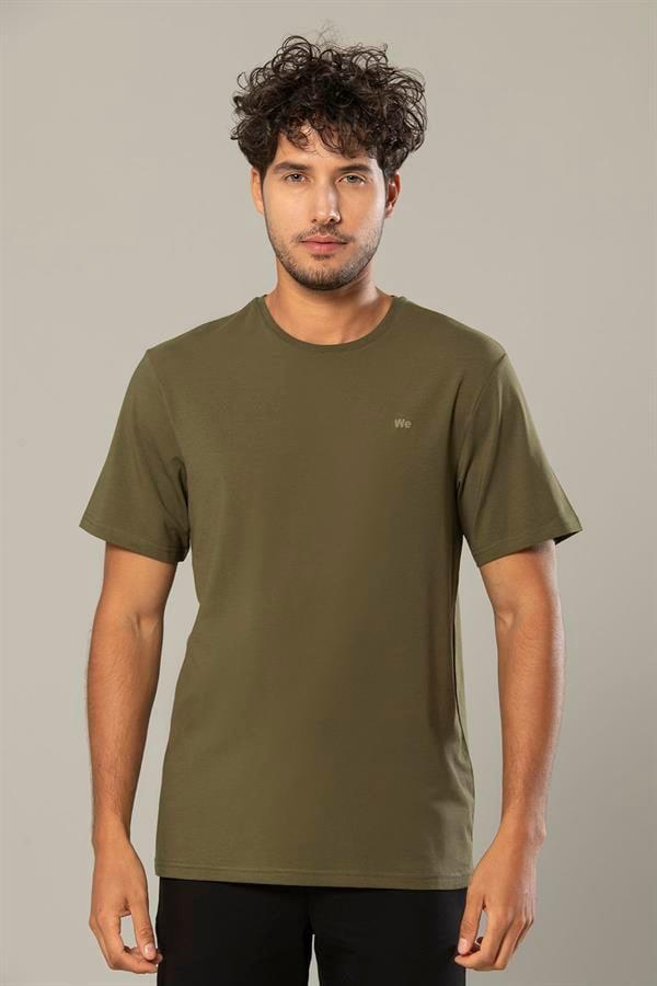 WeWeus Logolu Haki Erkek Modal Basic Tişört 239