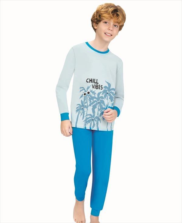 WeWeus Mavi Erkek Çocuk Pijama Takımı 708