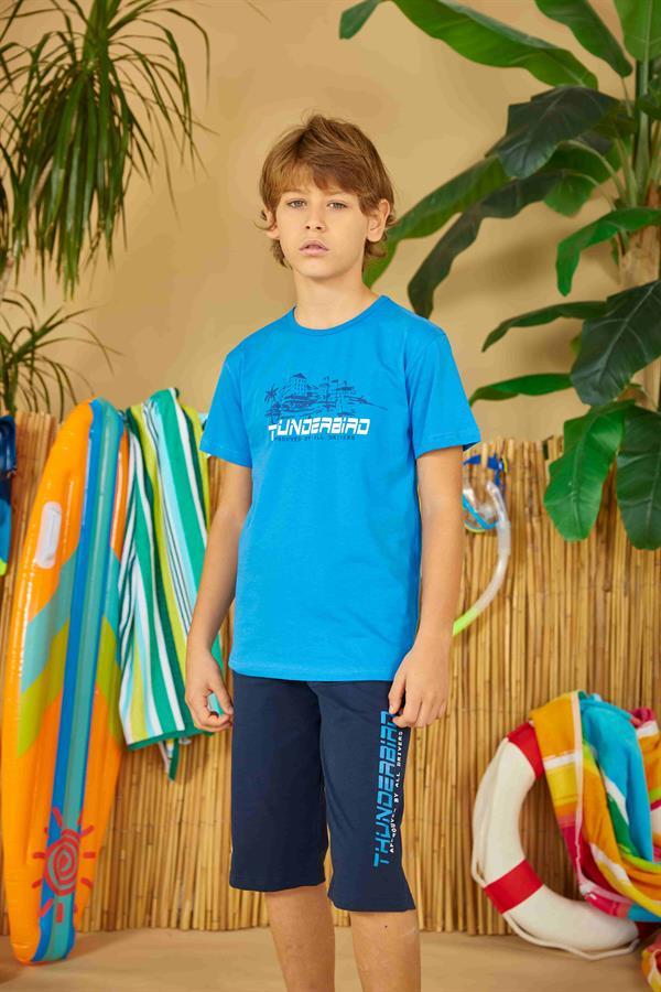 WeWeus Mavi Erkek Çocuk Pijama Takımı 811