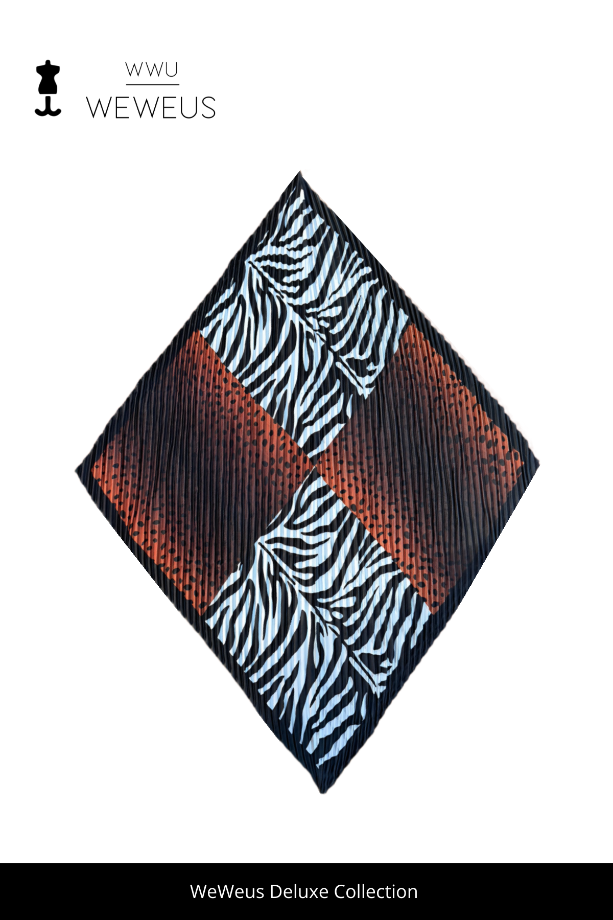 WeWeus Siyah Kahverengi Zebra Puantiyeli Desen Lüks Piliseli Bandana Fular