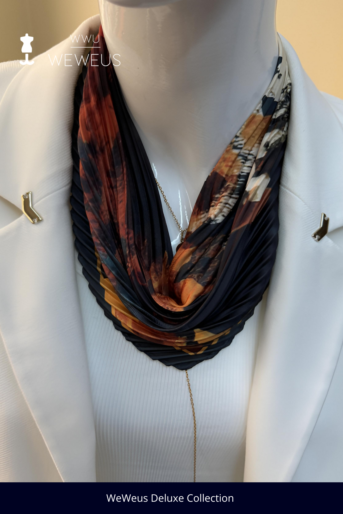 WeWeus Sonbahar Yaprak Desen Lüks Piliseli Bandana Fular