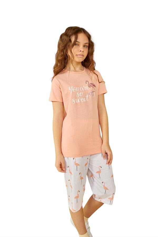 WeWeus Turuncu Kız Çocuk Pijama Takımı 801