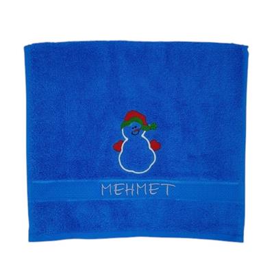 İsimli Yılbaşı Havlusu 2 li Set Kardan Adan Gri Mavi 30x50cm