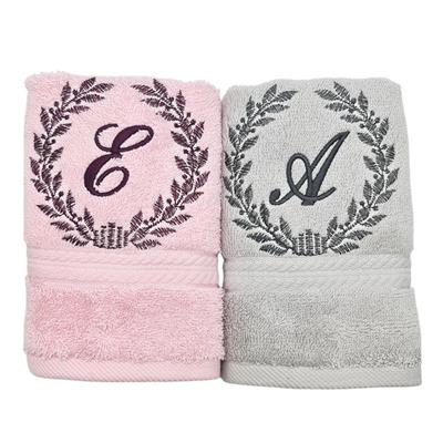 Kişiye Özel El Havlusu 30x50 2 li set Pembe - Gri