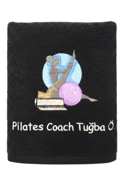 Kişiye Özel Nakışlı Pilates Temalı Spor ve Fitness Antreman Havlusu 50x90 cm  