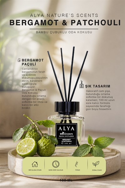 Natures Scents Bergamot & Patchouli Bambu Çubuklu Oda Kokusu - Bergamot & Paçuli Kokusu