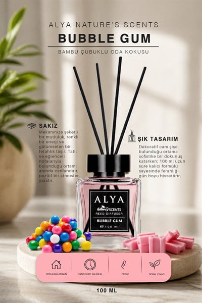 Natures Scents Bubble Gum Bambu Çubuklu Oda Kokusu
