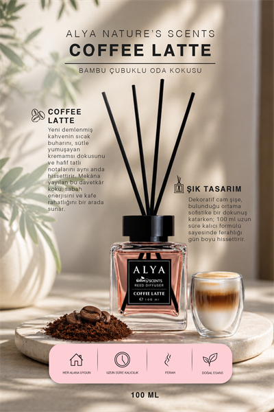Natures Scents Coffee Latte Bambu Çubuklu Oda Kokusu - Latte Kokusu