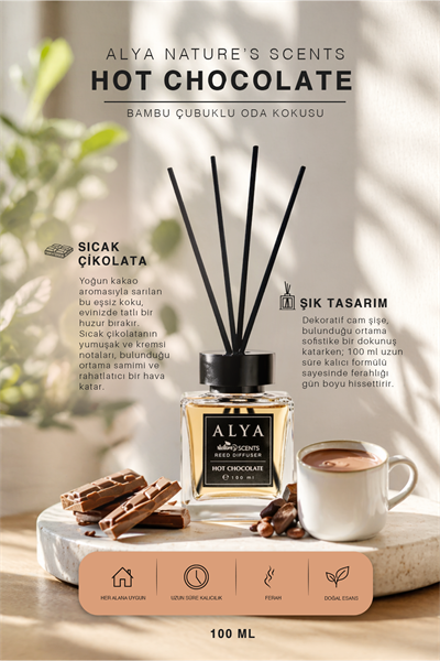 Natures Scents Hot Chocolate Bambu Çubuklu Oda Kokusu- Sıcak Çikolata Kokusu