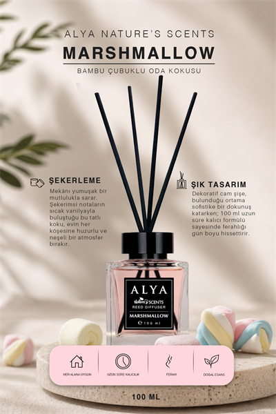 Natures Scents Marshmallow Bambu Çubuklu Oda Kokusu