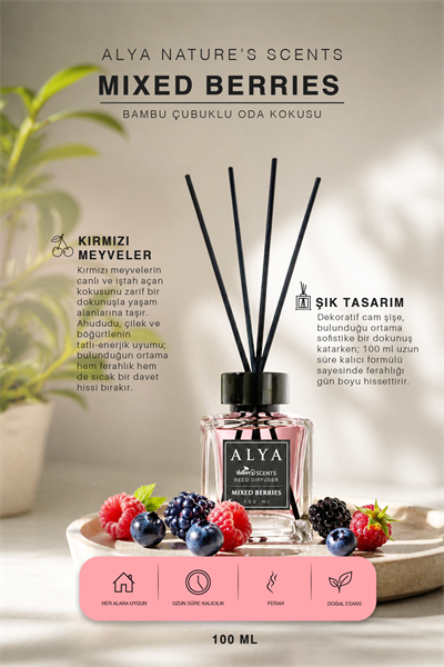 Natures Scents Mixed Berries Bambu Çubuklu Oda Kokusu- Karışık Meyve Kokusu