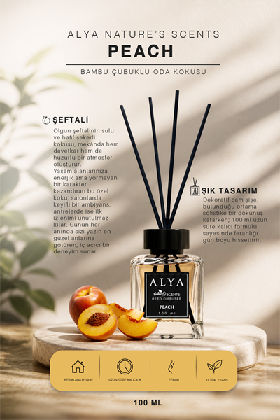 Natures Scents Peach Bambu Çubuklu Oda Kokusu- Şeftali Kokusu