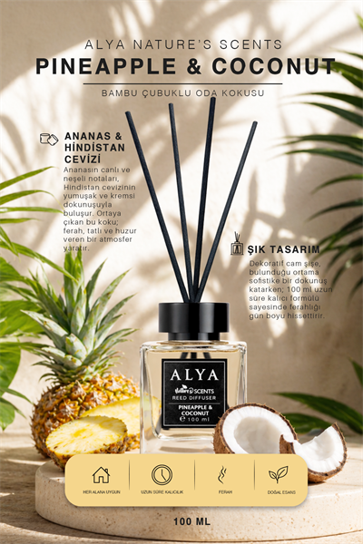 Natures Scents Pineapple & Coconut Bambu Çubuklu Oda Kokusu- Ananas & Hindistan Cevizi Kokusu