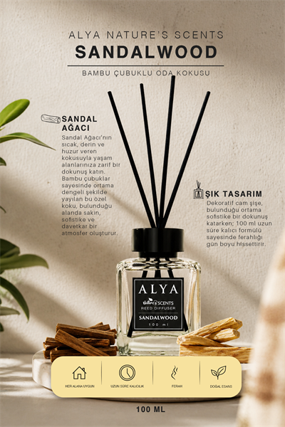 Natures Scents Sandalwood Bambu Çubuklu Oda Kokusu - Sandal Ağacı Kokusu