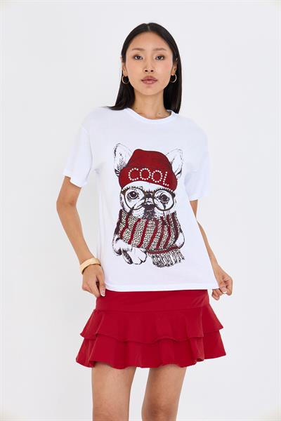  Baskılı Taşlı T-shirt