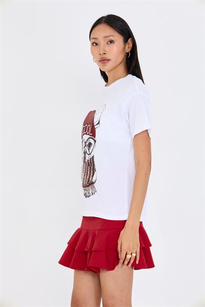  Baskılı Taşlı T-shirt