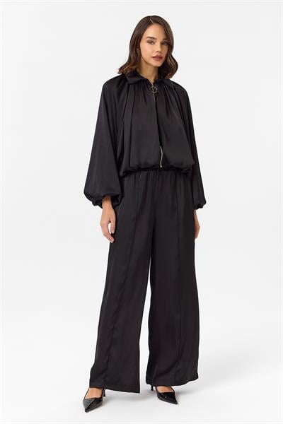 Fermuarlı Saten Balon Ceket