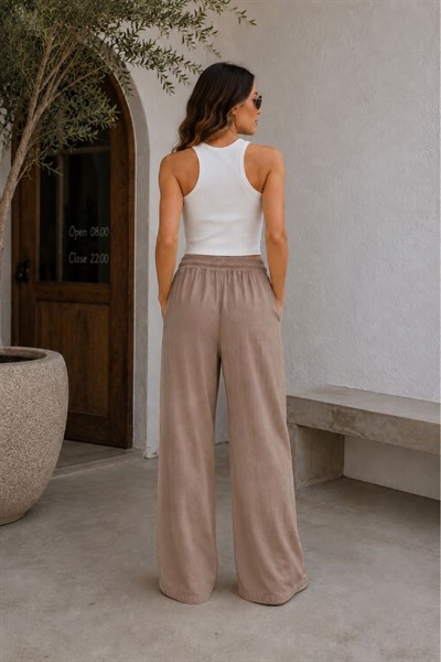 Beli Lastikli Bol Paça Pantolon