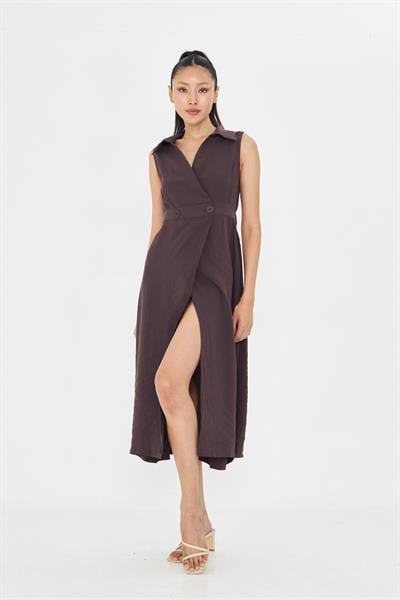 Çift Düğmeli Sıfır Kol Elbise