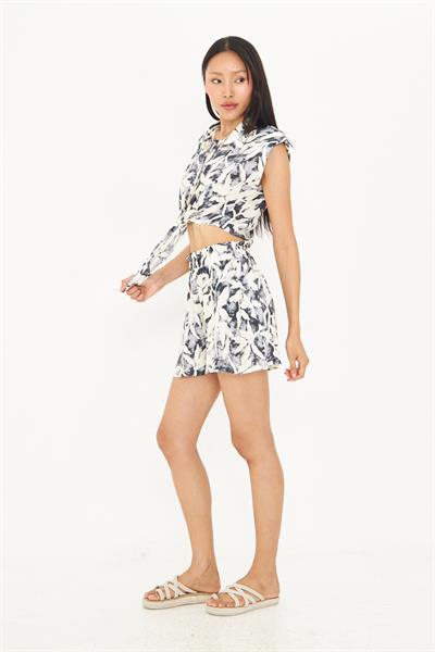 Lastikli Desenli Viskon Şort