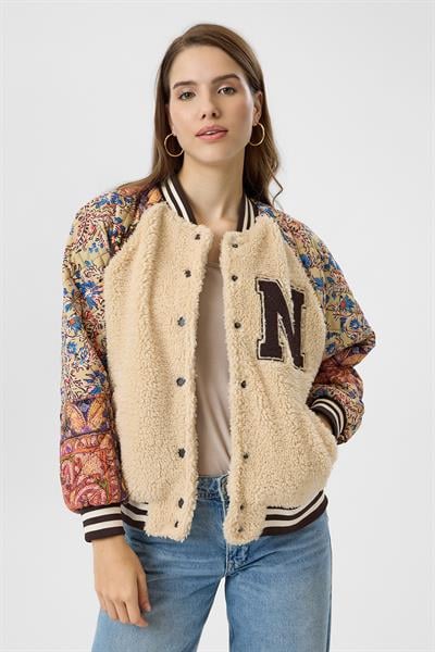 Kolları Baskılı Nakışlı Bomber Mont