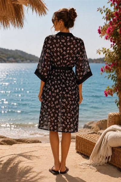Desenli Şifon Kimono