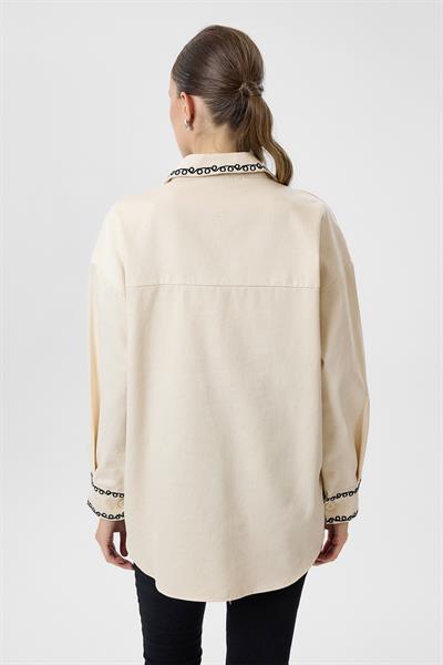 Nakışlı Cepli Gabardin Gömlek