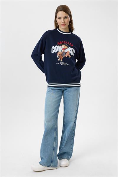 Cowboy Baskılı Sweatshirt