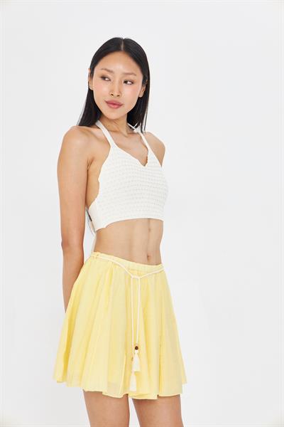 Ajurlu Askılı Bikini Üstü Top - Bej