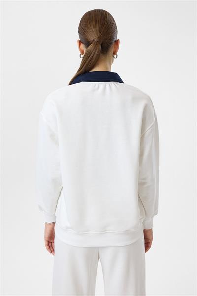 Awesome Yazılı Yakalı Sweatshirt