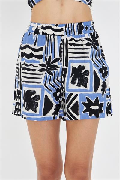 Lastikli Desenli Şort