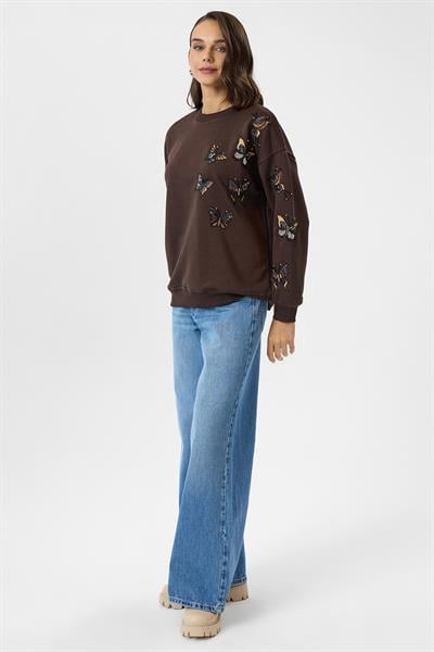 Kelebek Nakışlı Sweatshirt