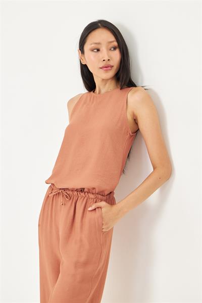 Damla Detaylı Keten Görünümlü Bluz