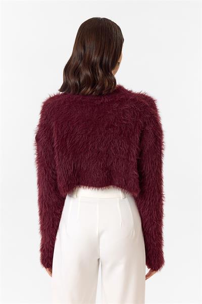 Bisiklet Yaka Crop Kazak