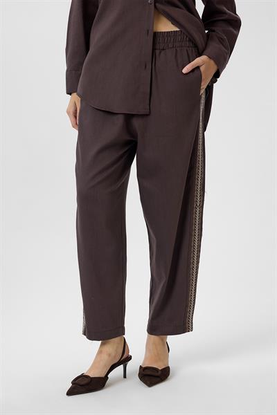Nakışlı Keten Karışımlı Pantolon
