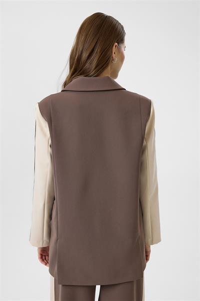 Nakışlı Poliviskon Garnili Atlas Ceket